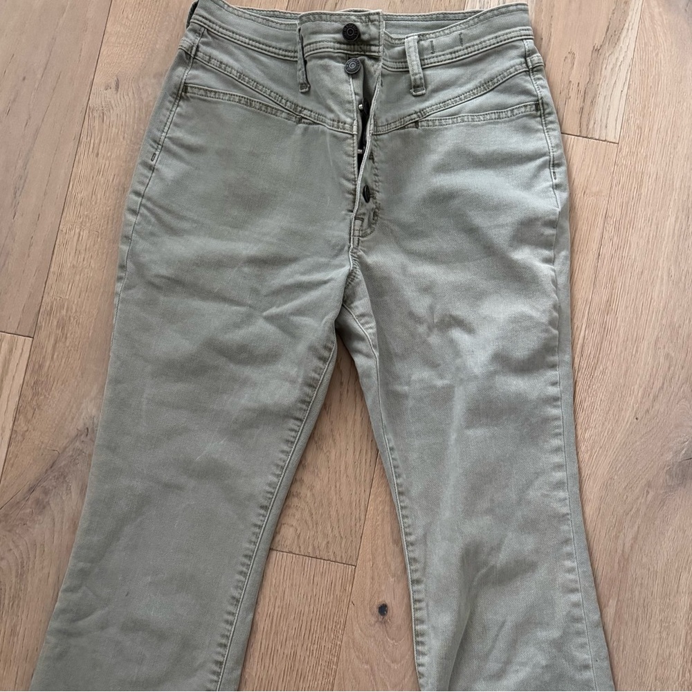 Cali Demi boot Madewell green flared jeans